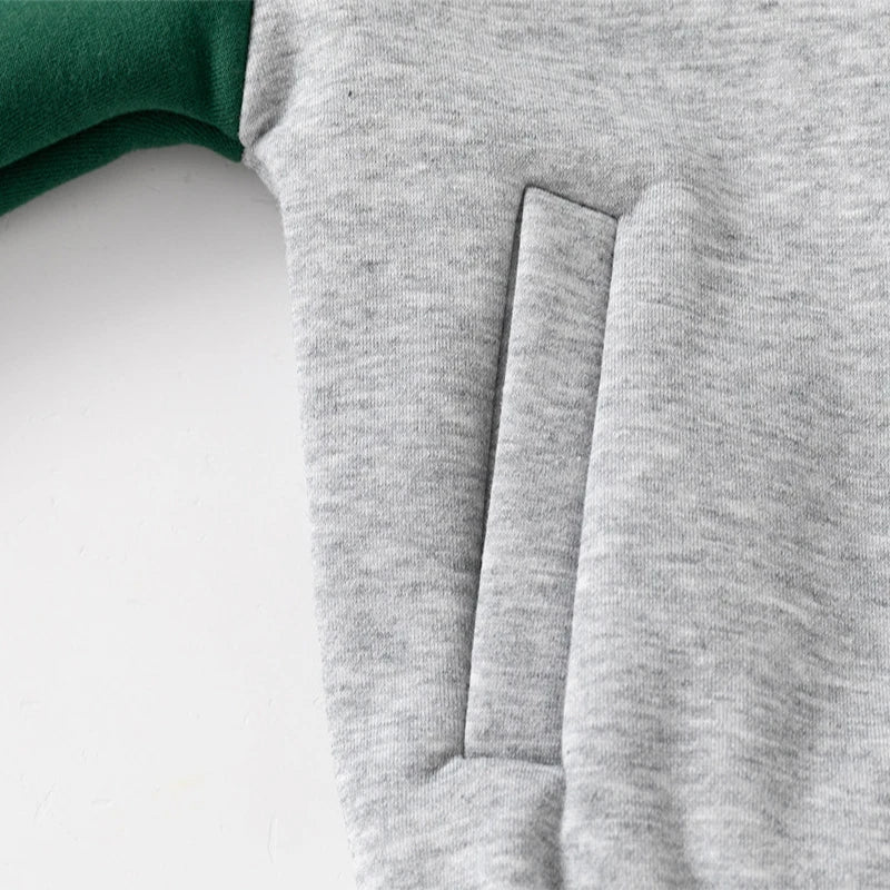 Children Letter Baseball Coat 2025 Autumn Winter Boys Button Thickened Sweatshirt Baby V-neck Color-blocked Coat