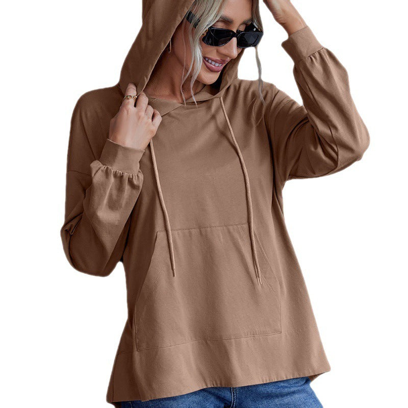 Hooded Tap Pocket Sweater All-match Blouse Women