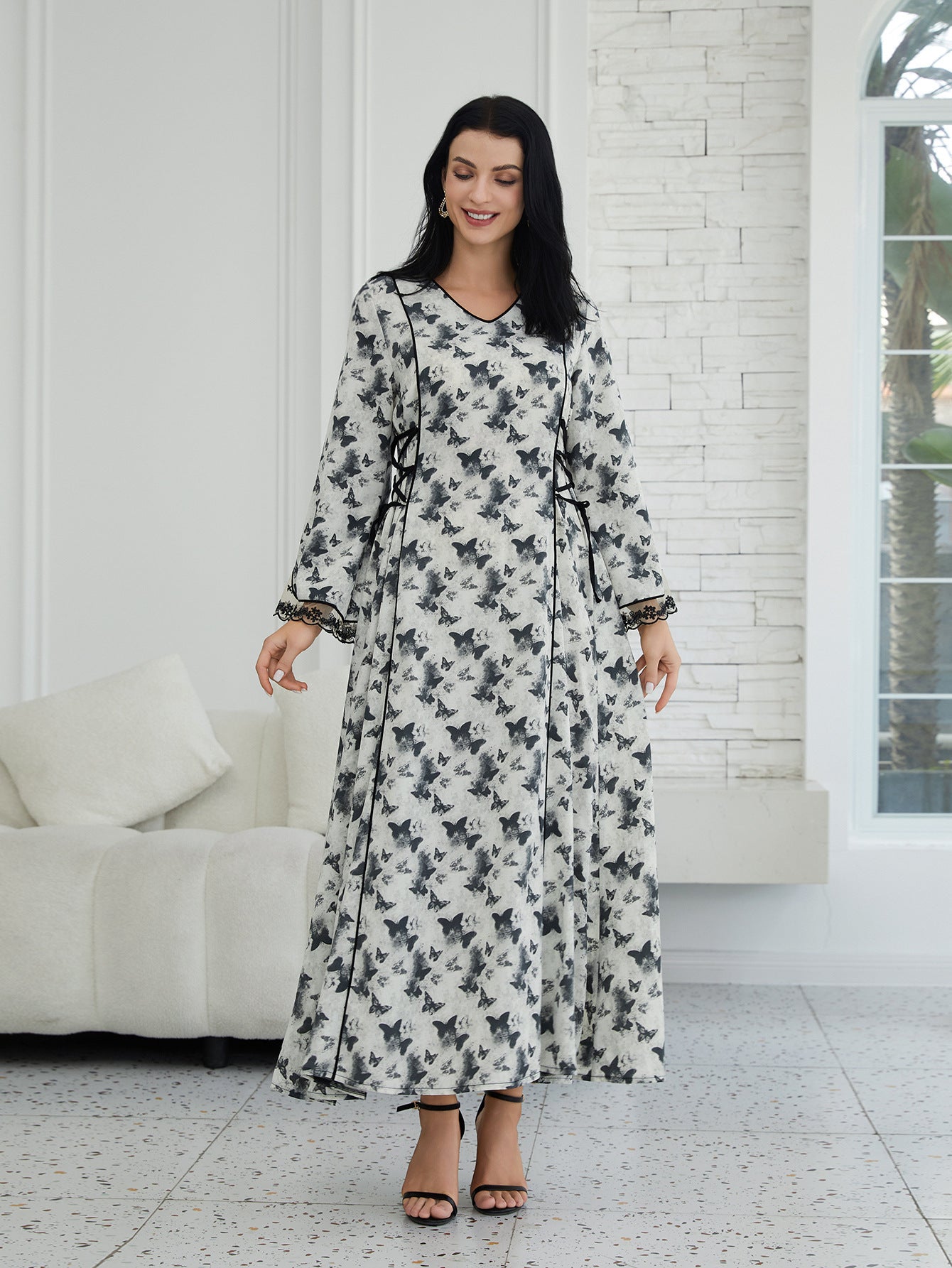 Fashion Printed Muslim Robe Abaiya Dress