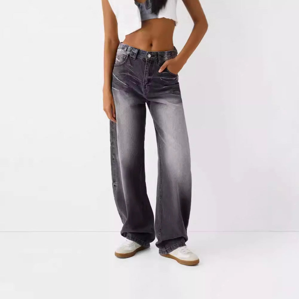 Loose Fashion Personalized Wide-leg Jeans For Women