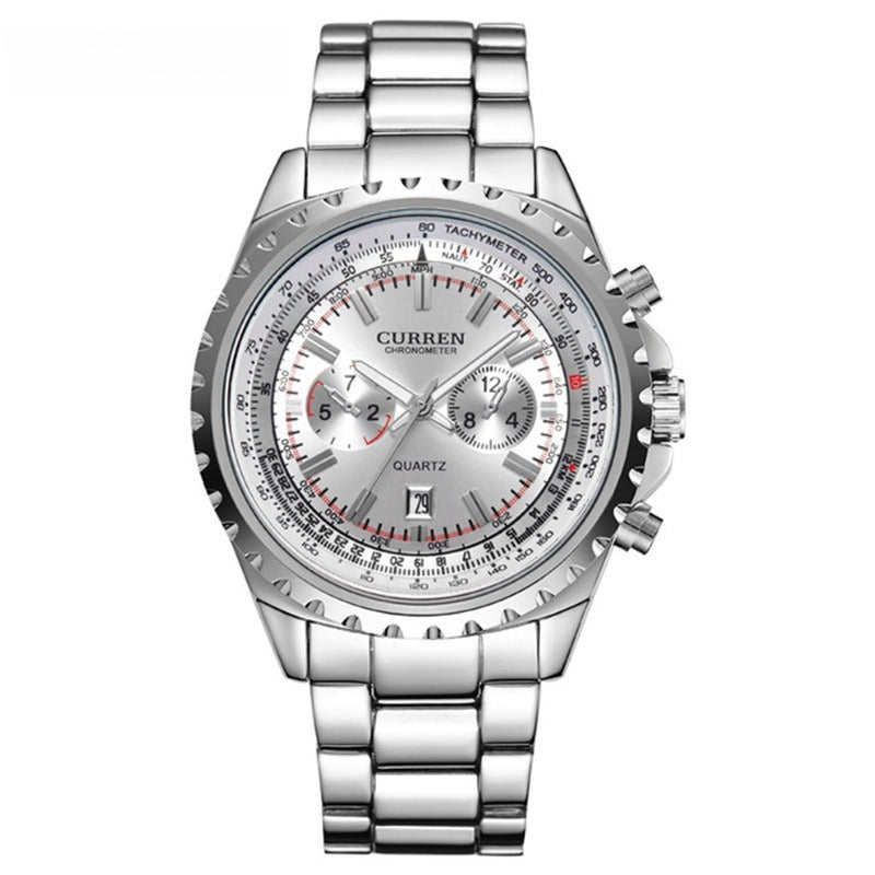 Men's Casual Quartz Movement Steel Band Wrist Business Watch