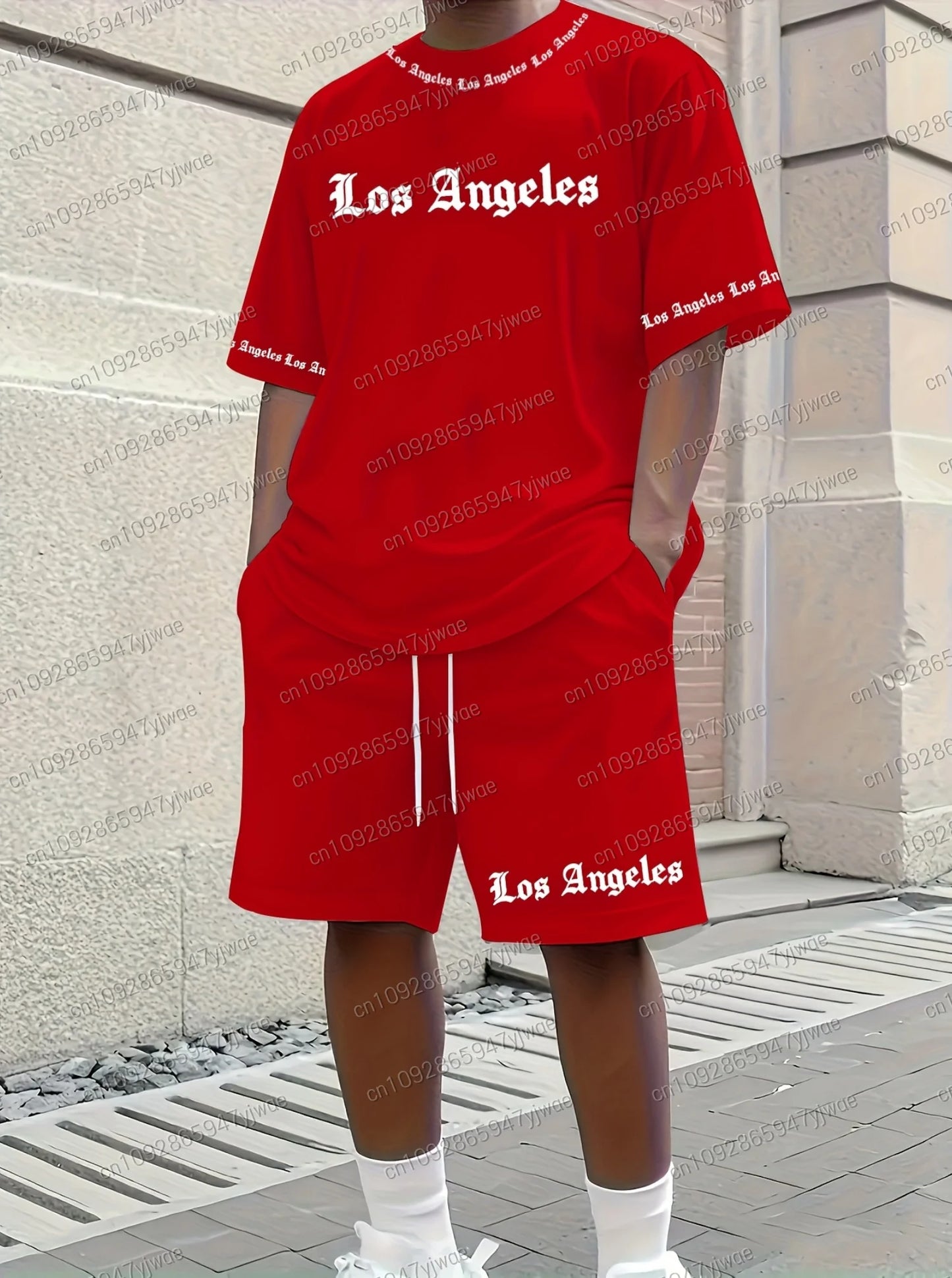 men Latest Polyester Unisex LOS ANGELES Print Sport tracksuit 2 pieces set T t-shirt set basketball Sport jersey tracksuit