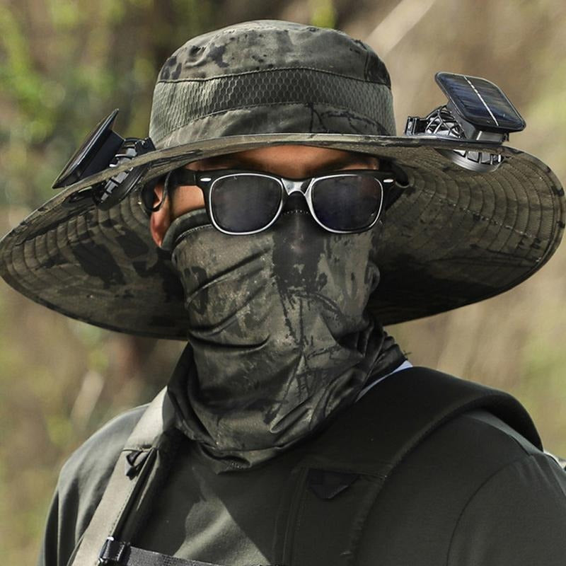 2025 New Solar Fan Outdoor Fishing Hat-Solar Sun Protection Sun Hat With Fan Solar Fan Hat Dual Power Supply Fan Outdoor Fan Solar Powered Outdoor Fishing Hat