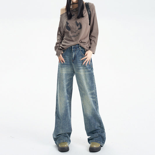 Fashion Retro Wide Leg Jeans For Women