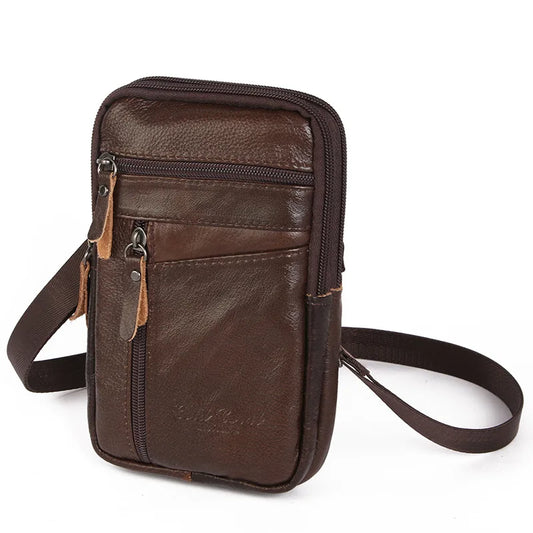 Men's PU Leather Waist Packs Bolsas Phone Pouch Bags Men Handbag Bag Small Chest Shoulder Belt Bag Crossbody Leather Bags
