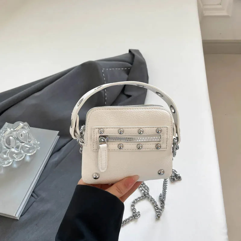 Mini Sling Bag Fashion Dress Accessory Punk Style Casual Crossbody Chest Bag Zipper Mini  Mobile Phone Bag Underarm Purse