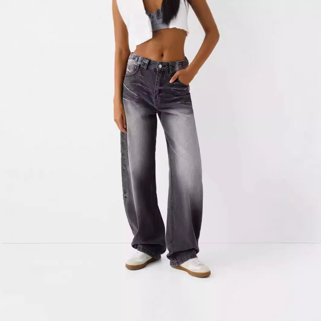 Loose Fashion Personalized Wide-leg Jeans For Women