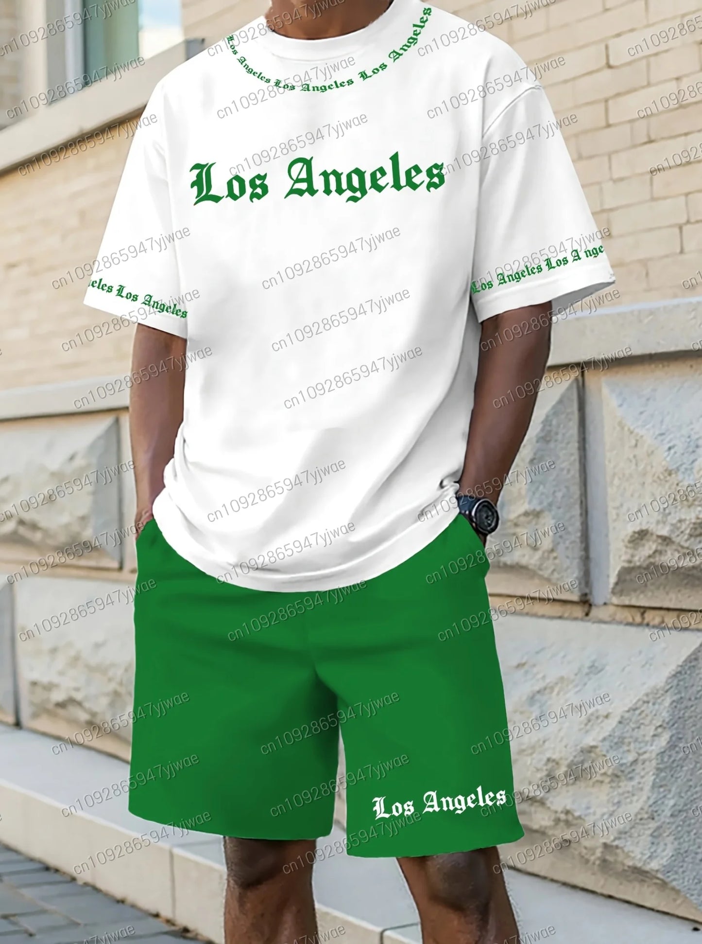 men Latest Polyester Unisex LOS ANGELES Print Sport tracksuit 2 pieces set T t-shirt set basketball Sport jersey tracksuit