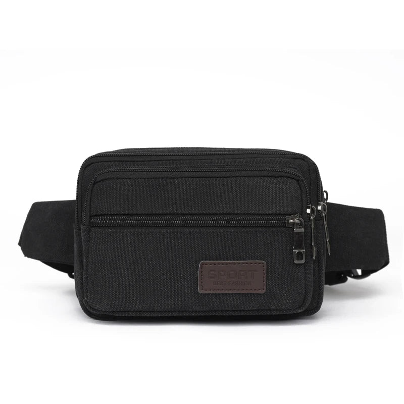 Men's Outdoor Canvas Waist Bag - High Capacity Durable Fanny Pack for Sports & Travel (Water-Resistant Phone Purse)