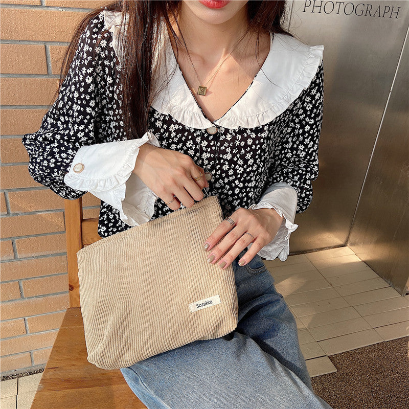 Fashion Corduroy Cosmetic Bag Women