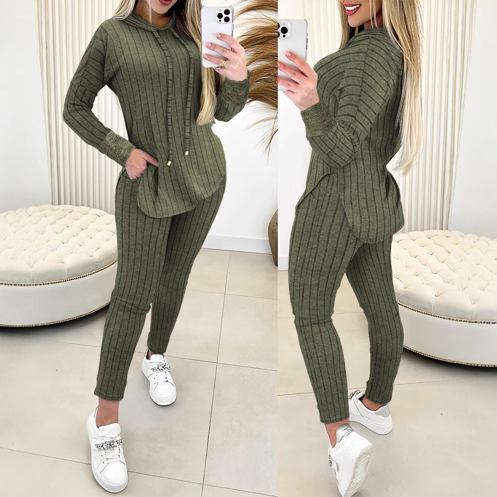 Comfort And Casual Top Long Coat Casual Suit 2-piece Set
