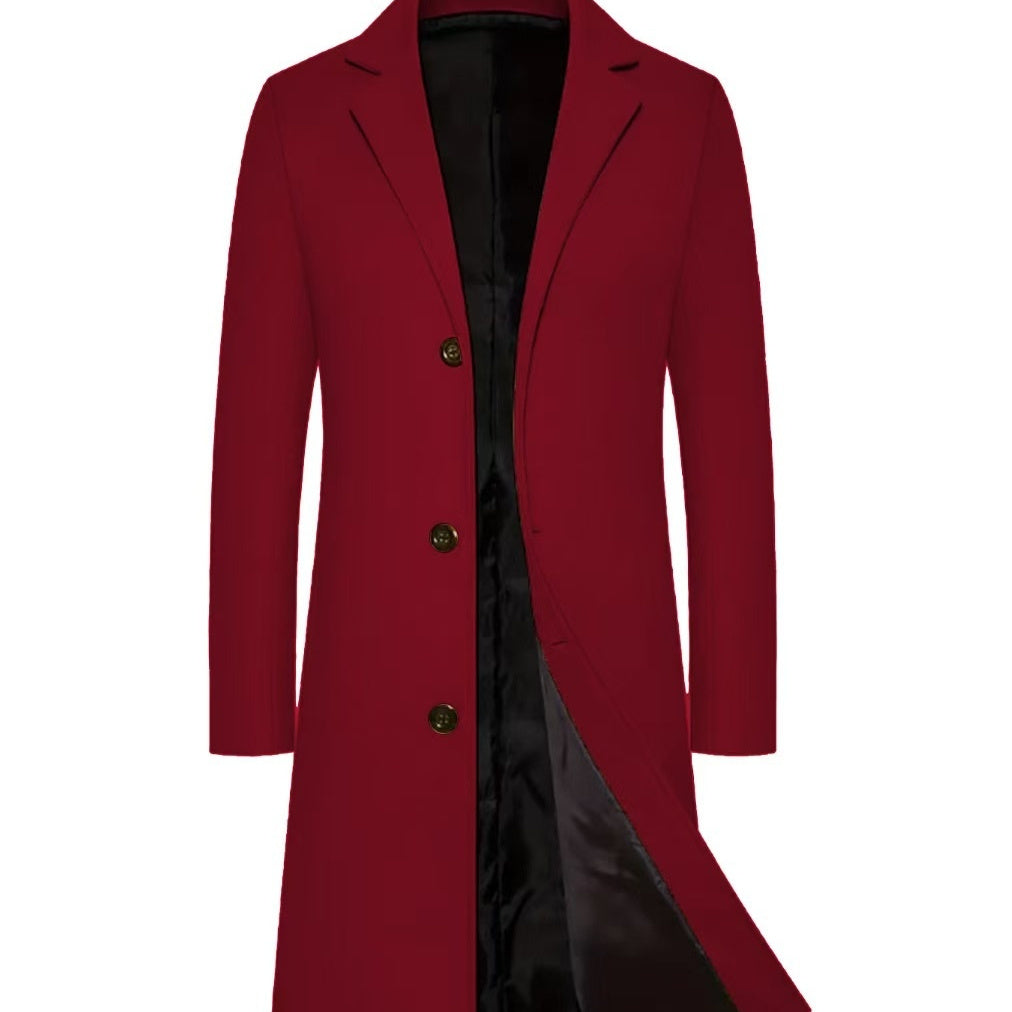 Men's Casual Extended Above The Knee Woolen Trench Coat