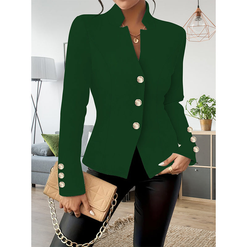 Women Casual Blazers Long Sleeve Business Outerwear Slim Fitting Single Breasted Jacket